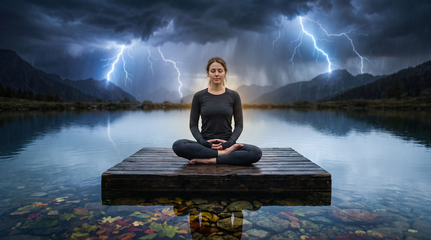 Meditando bajo la lluvia